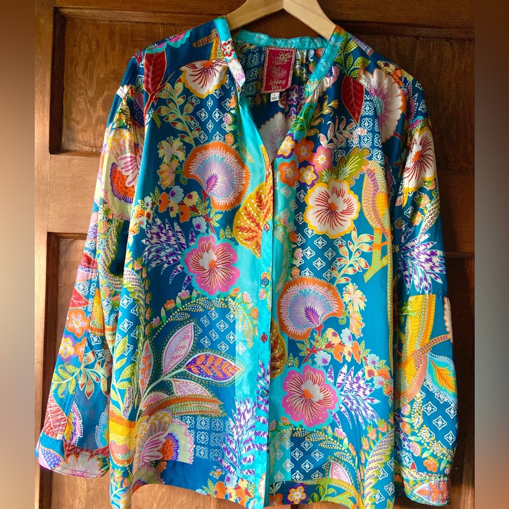 Johnny Was 100% Silk Kalani Blouse. Size L. - Picture 5 of 16